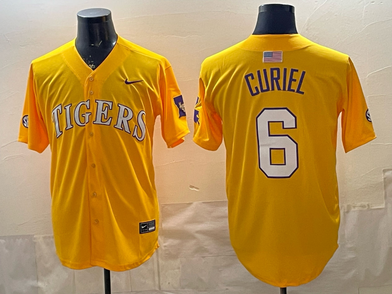 Men 2025 Clemson Tigers #6 Curiel Yellow  Nike NCAA Jersey 006